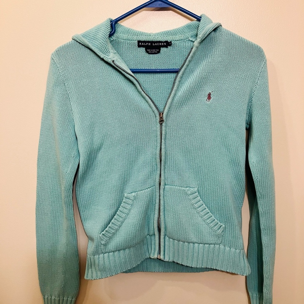 Ralph Lauren Women's Light Blue knitted Cardigan